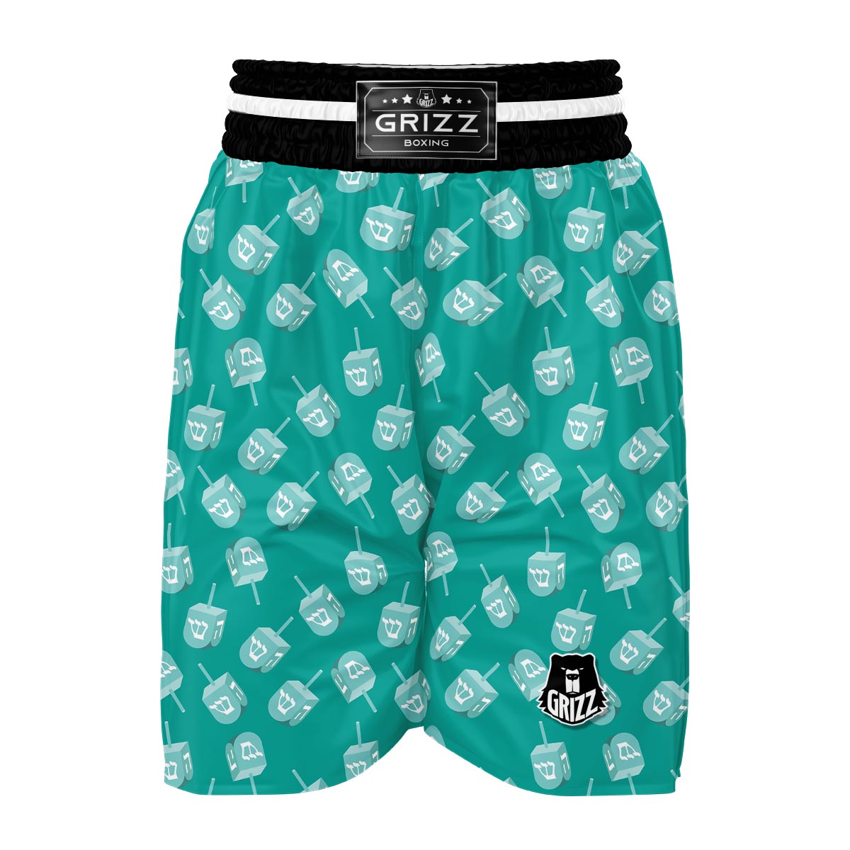 Dreidel Pattern Print Boxing Shorts-grizzshop