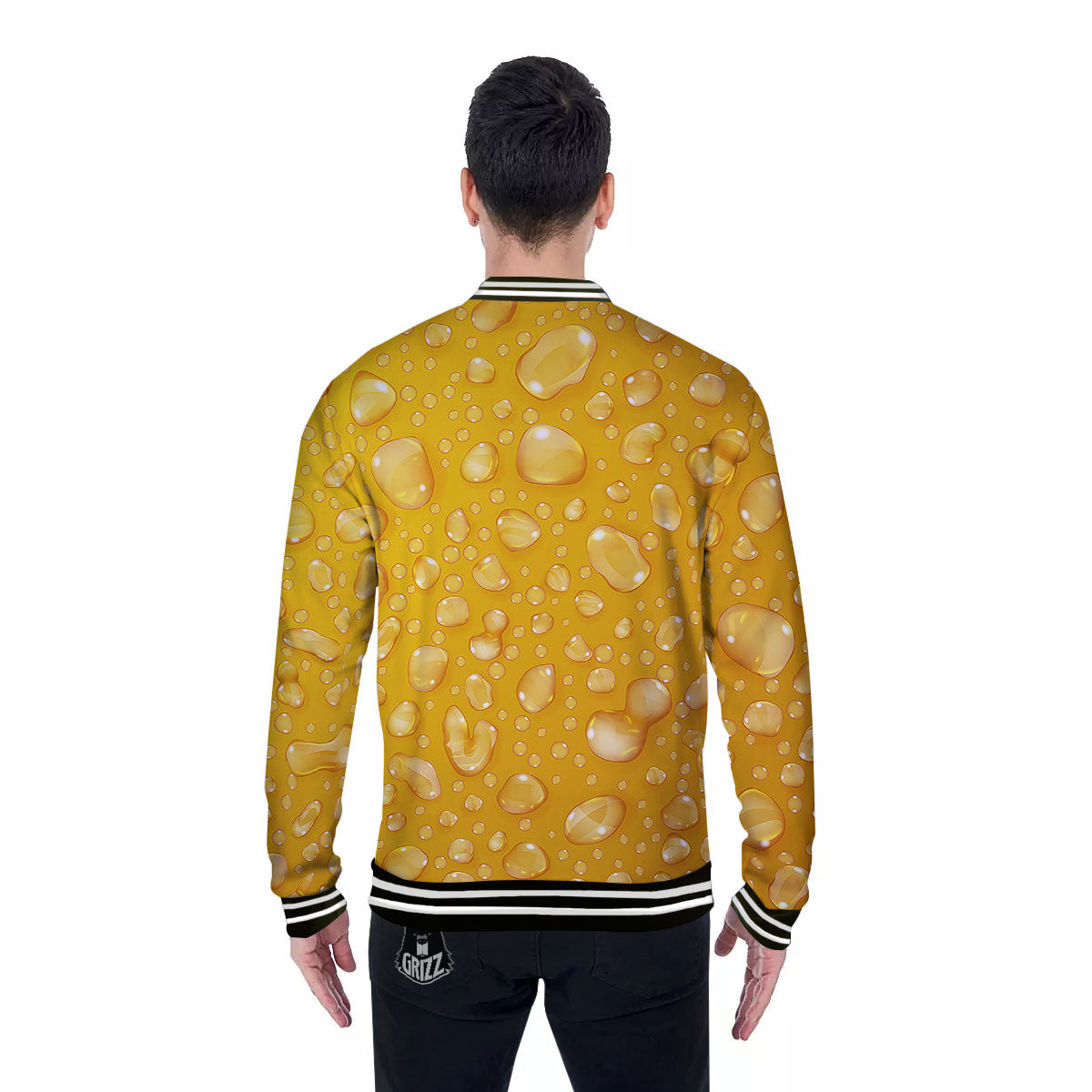 Drops Water On Beer Glass Print Baseball Jacket-grizzshop