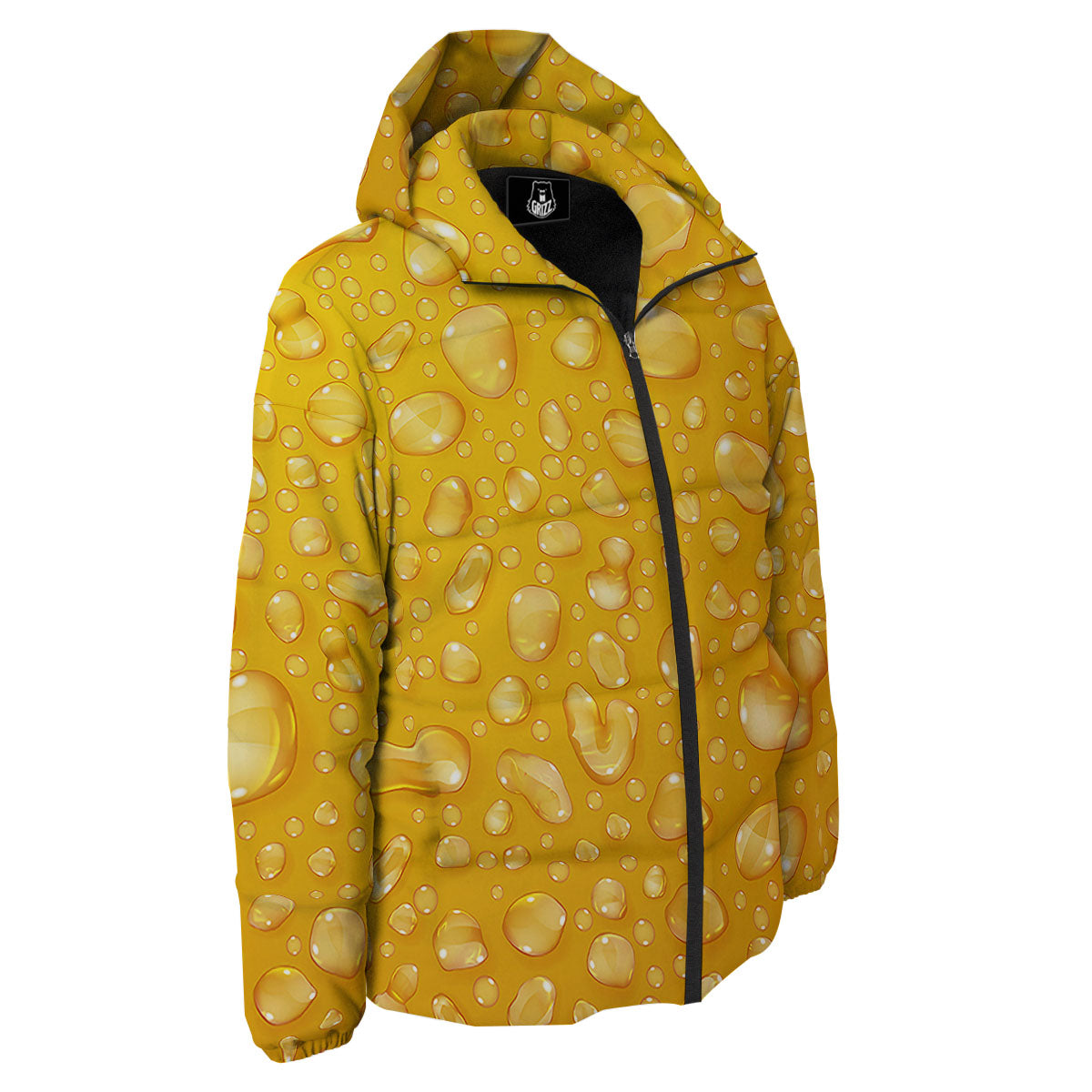 Drops Water On Beer Glass Print Down Jacket-grizzshop