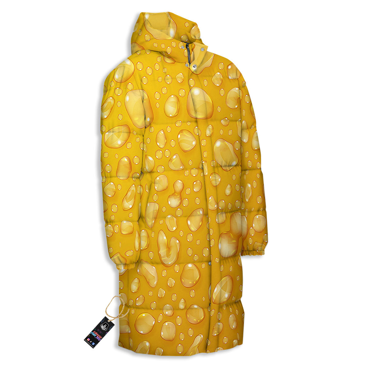 Drops Water On Beer Glass Print Long Down Jacket-grizzshop
