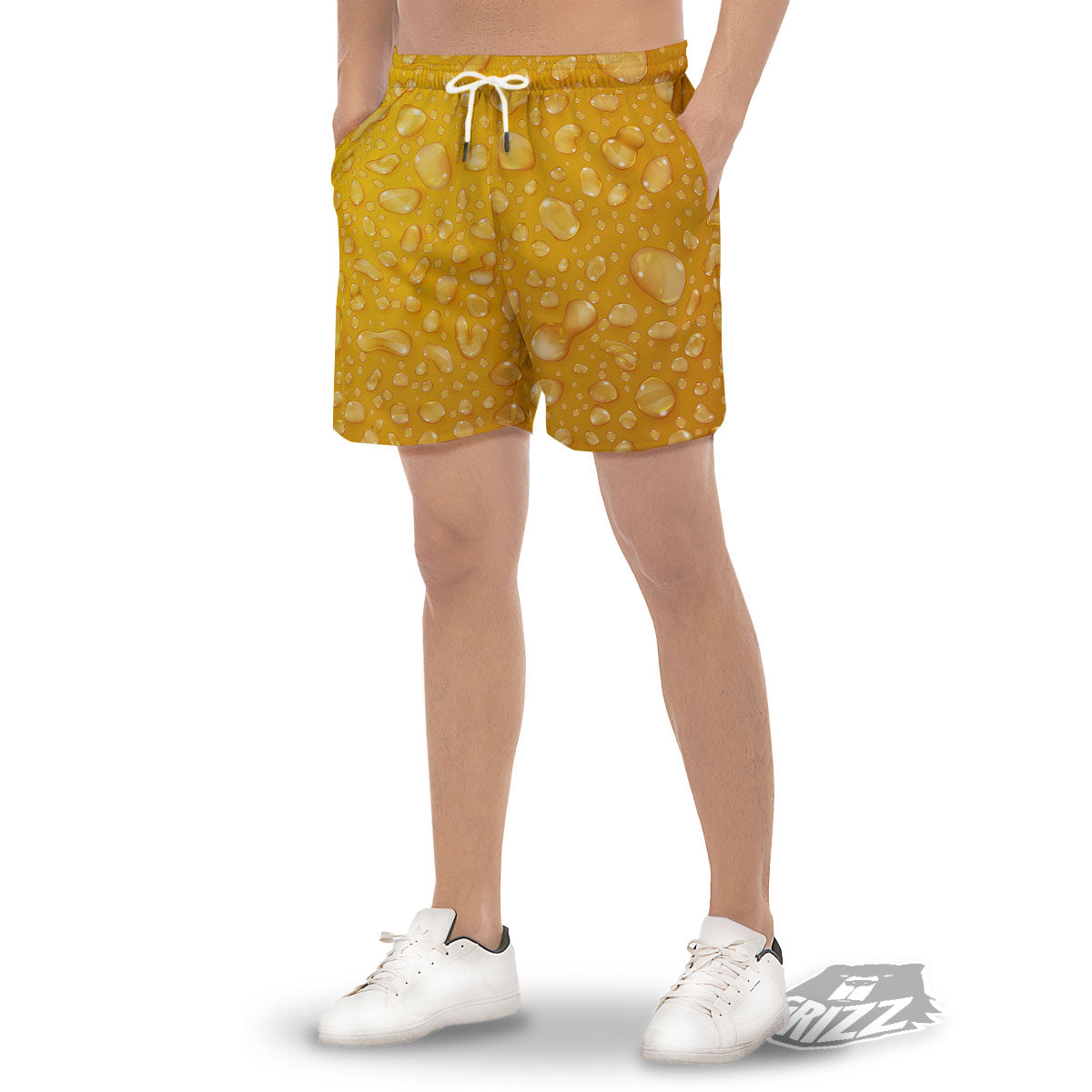 Drops Water On Beer Glass Print Men's Gym Shorts-grizzshop