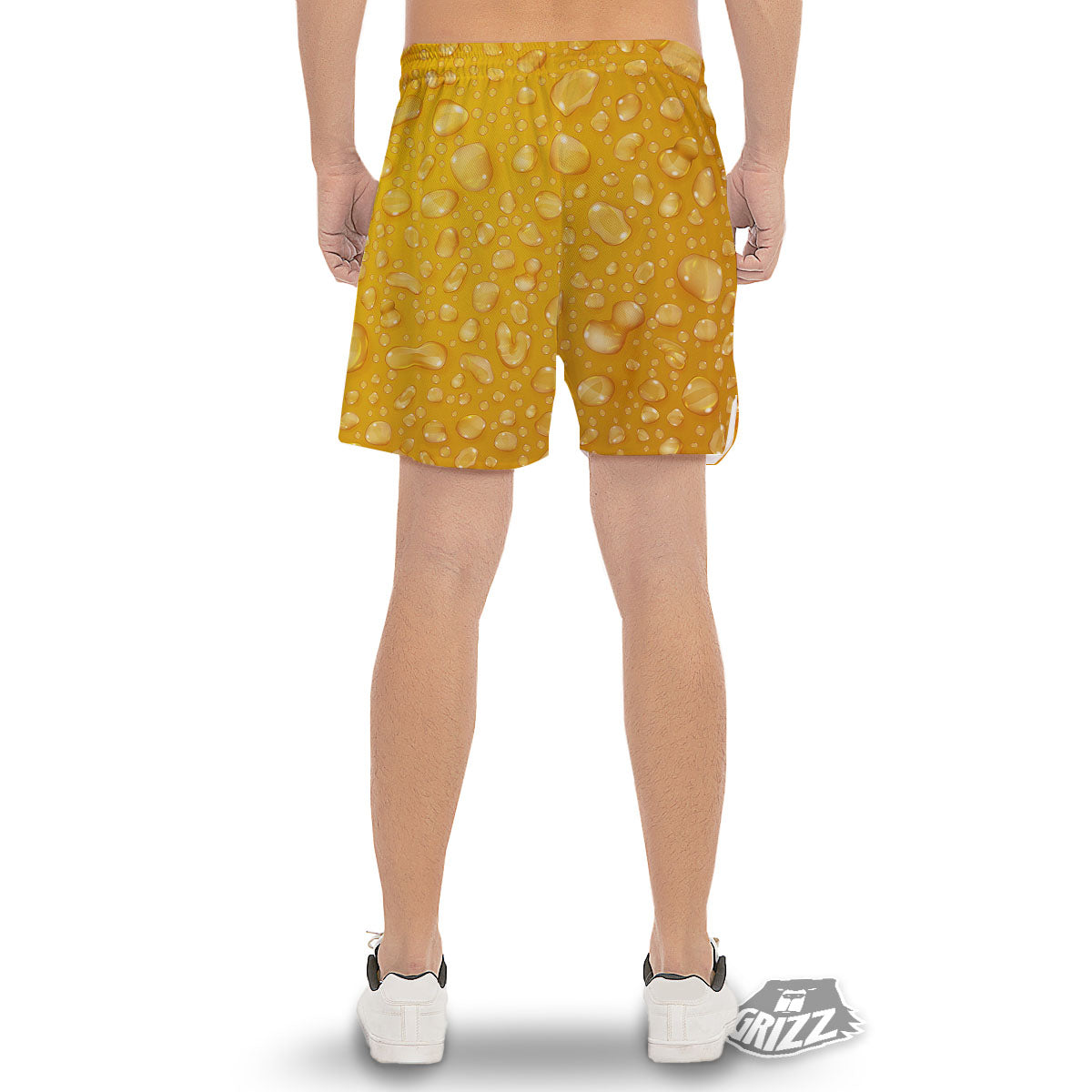 Drops Water On Beer Glass Print Men's Gym Shorts-grizzshop