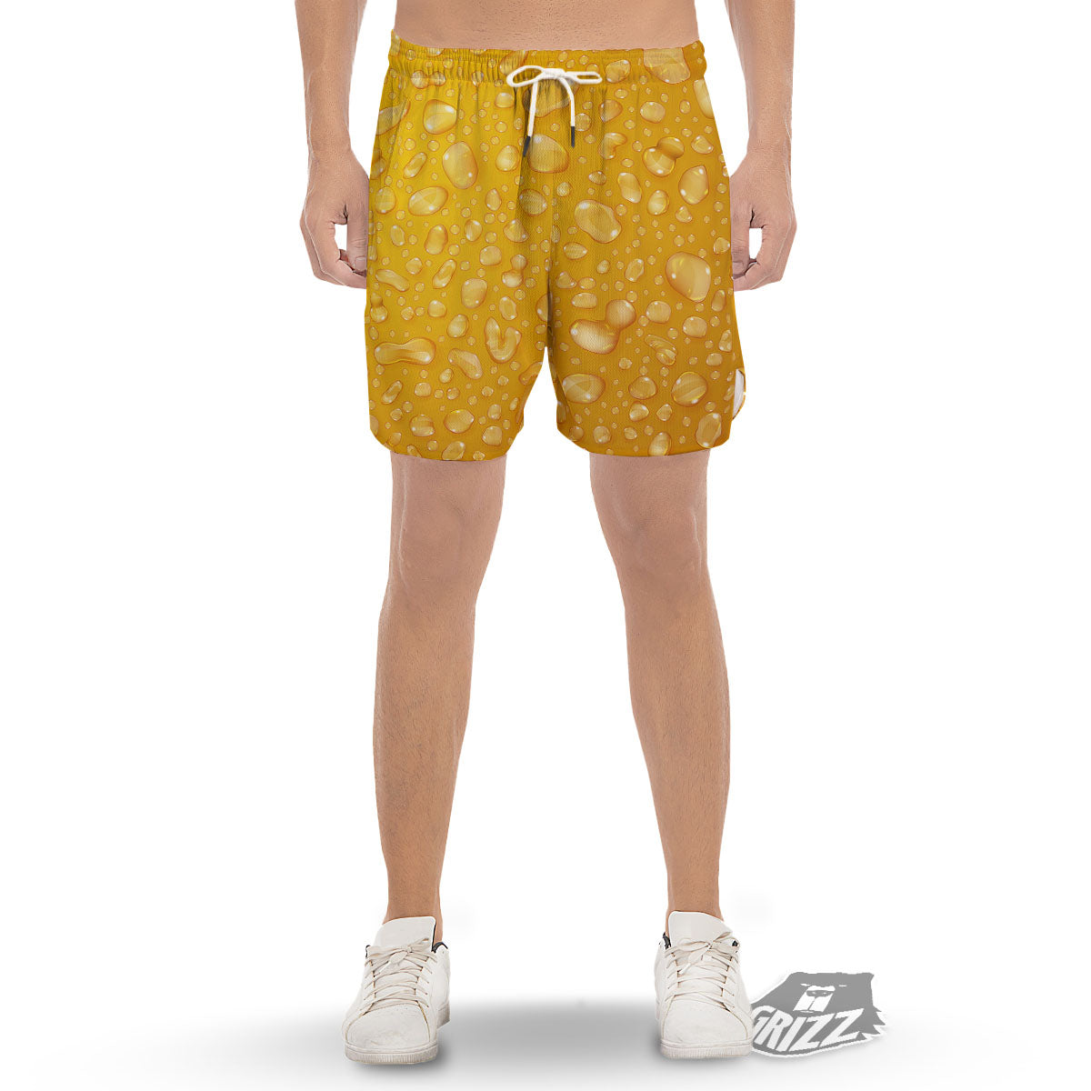 Drops Water On Beer Glass Print Men's Gym Shorts-grizzshop