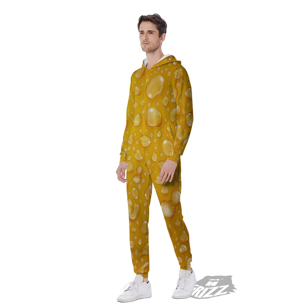 Drops Water On Beer Glass Print Men's Jumpsuit-grizzshop