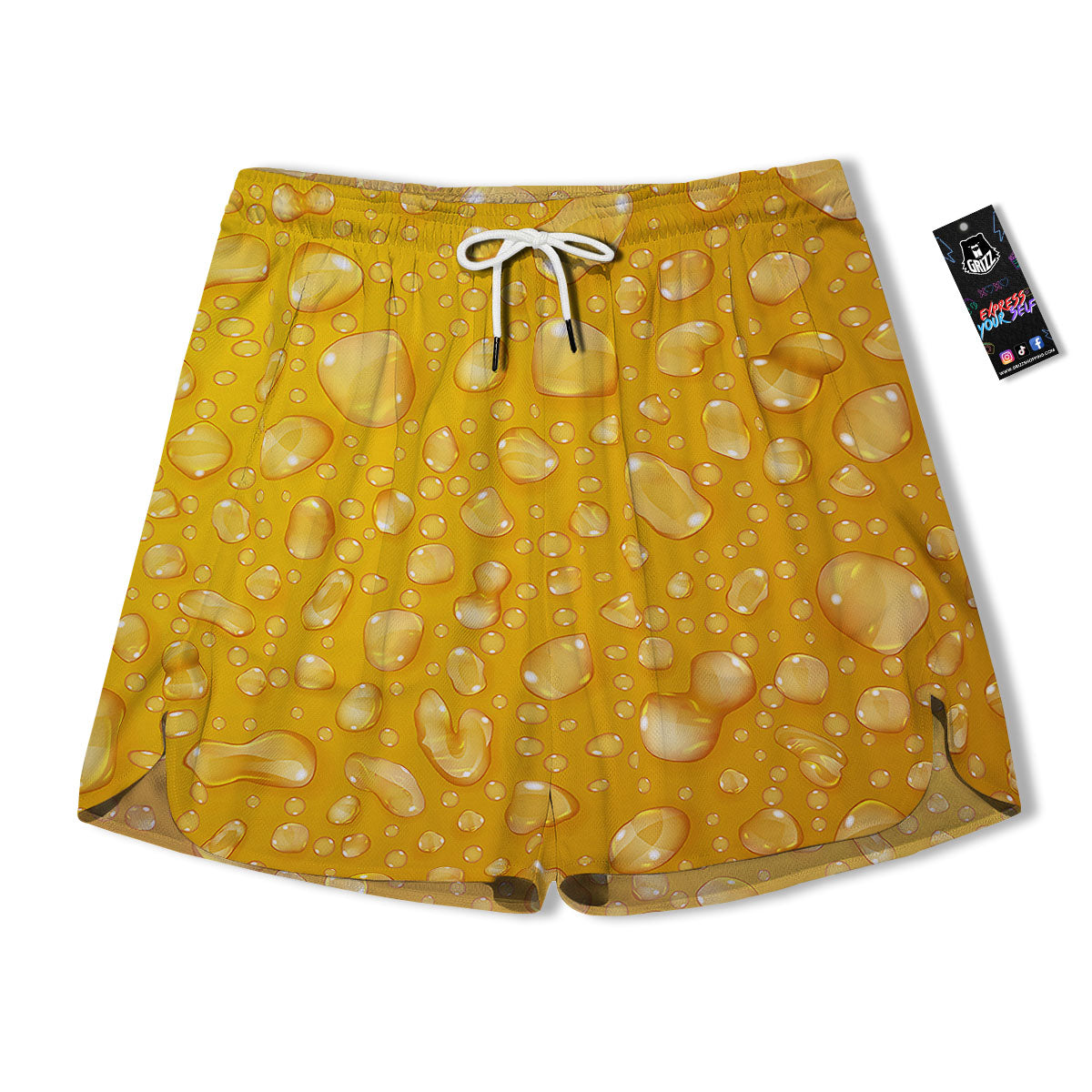 Drops Water On Beer Glass Print Men's Running Shorts-grizzshop