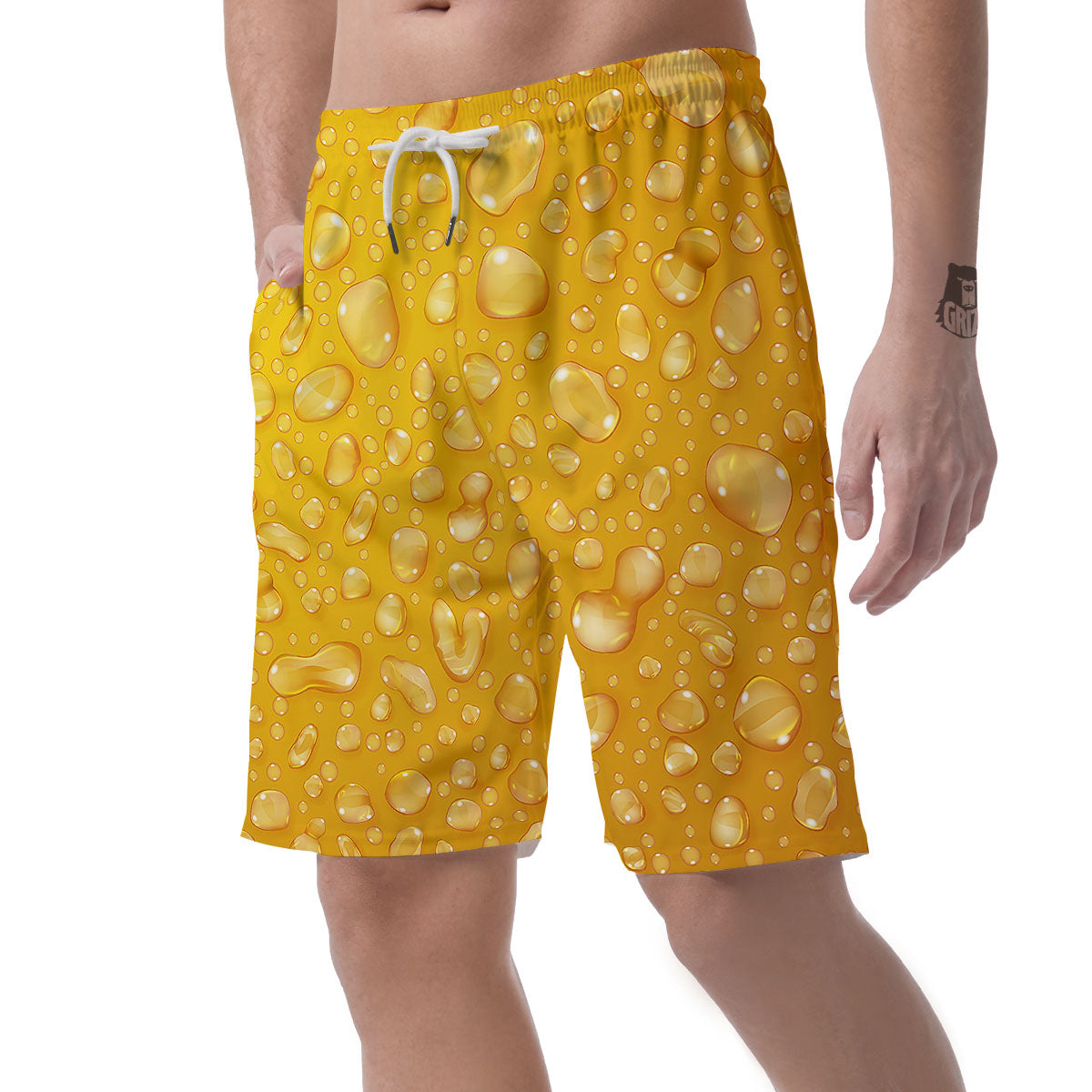 Drops Water On Beer Glass Print Men's Shorts-grizzshop