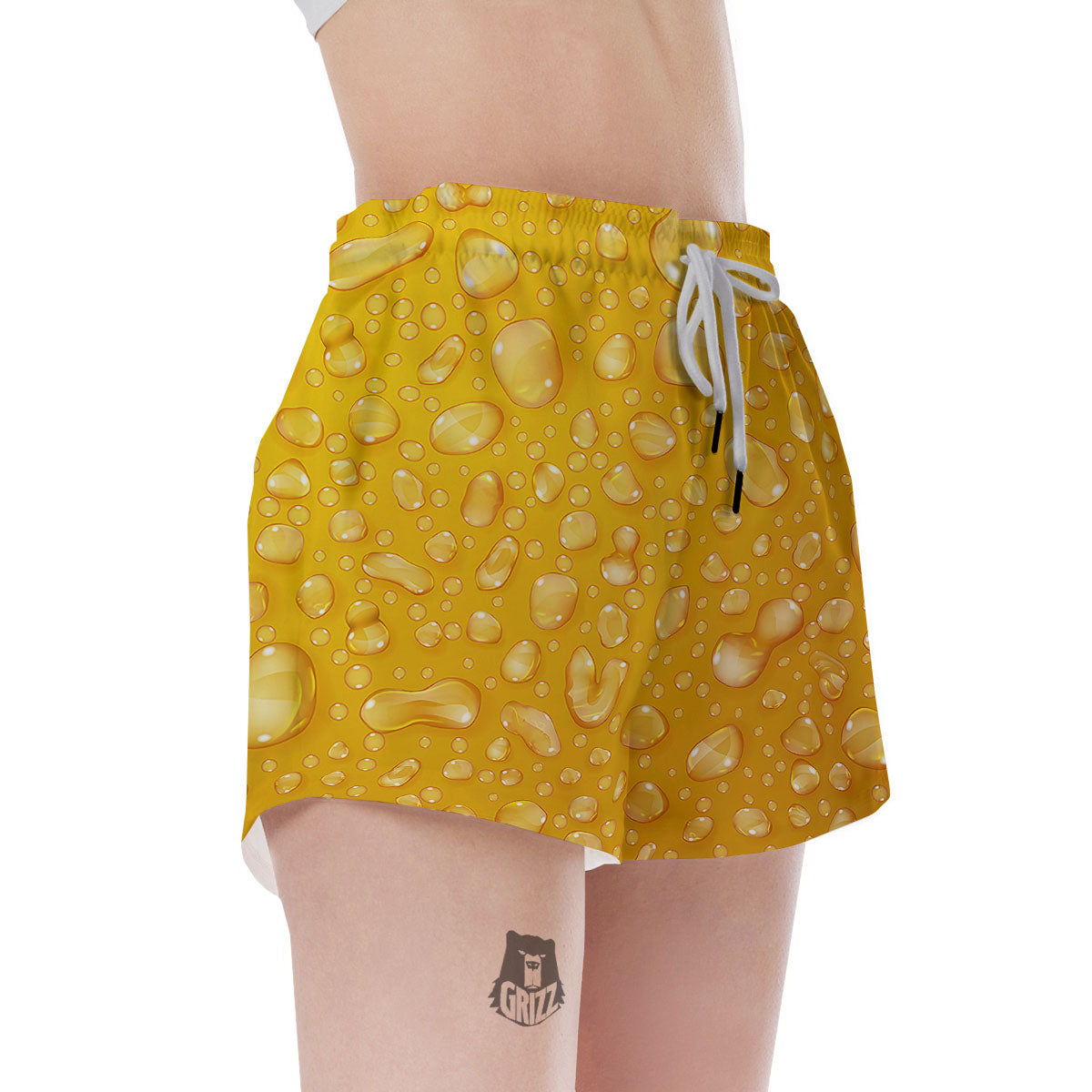 Drops Water On Beer Glass Print Women's Shorts-grizzshop