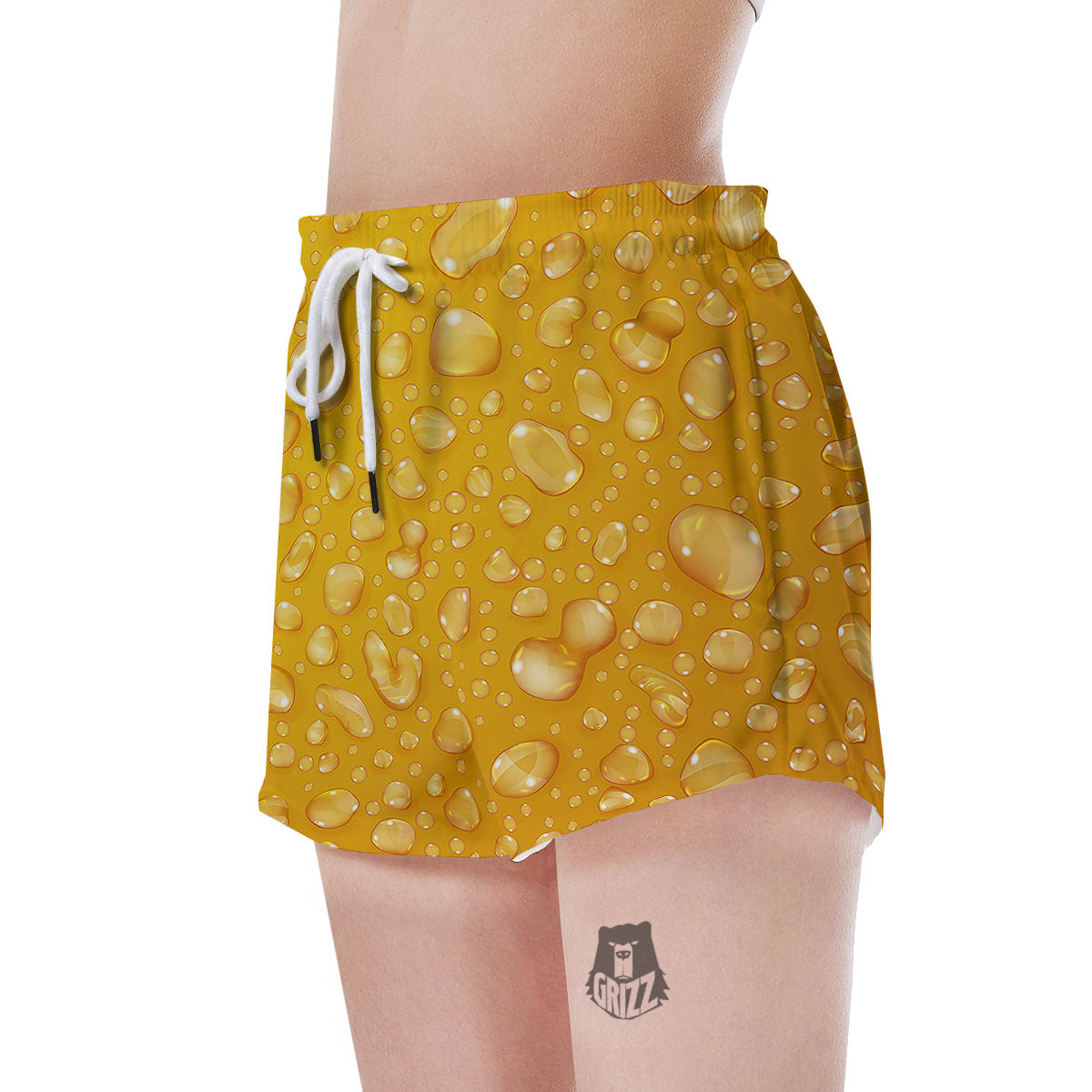 Drops Water On Beer Glass Print Women's Shorts-grizzshop