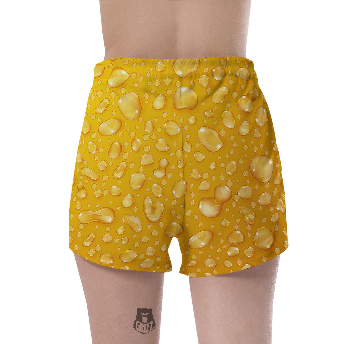 Drops Water On Beer Glass Print Women's Shorts-grizzshop
