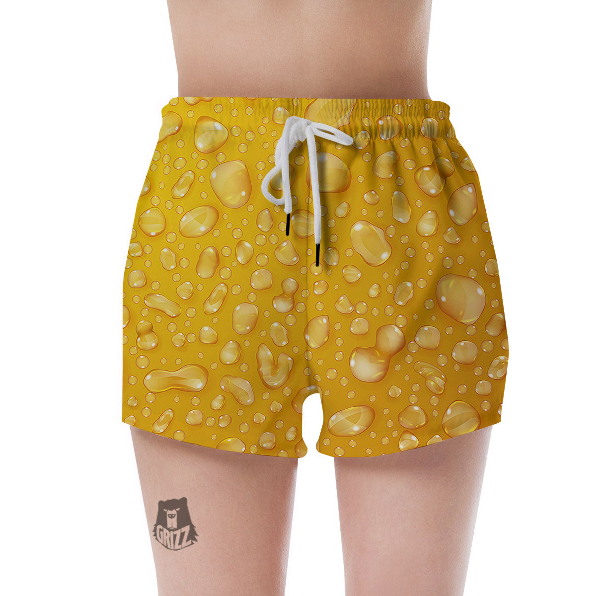 Drops Water On Beer Glass Print Women's Shorts-grizzshop