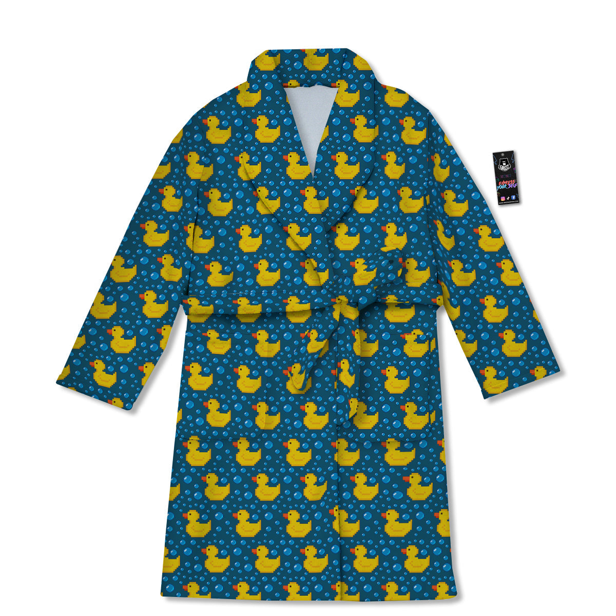 Duck 8-Bit Rubber Print Pattern Bathrobe-grizzshop