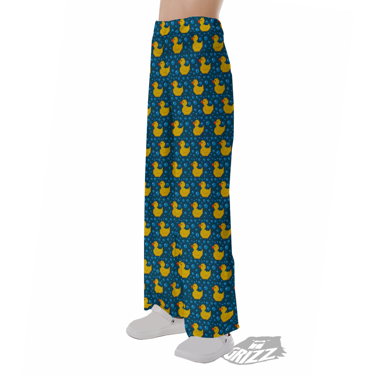 Duck 8-Bit Rubber Print Pattern Pajama Pants-grizzshop