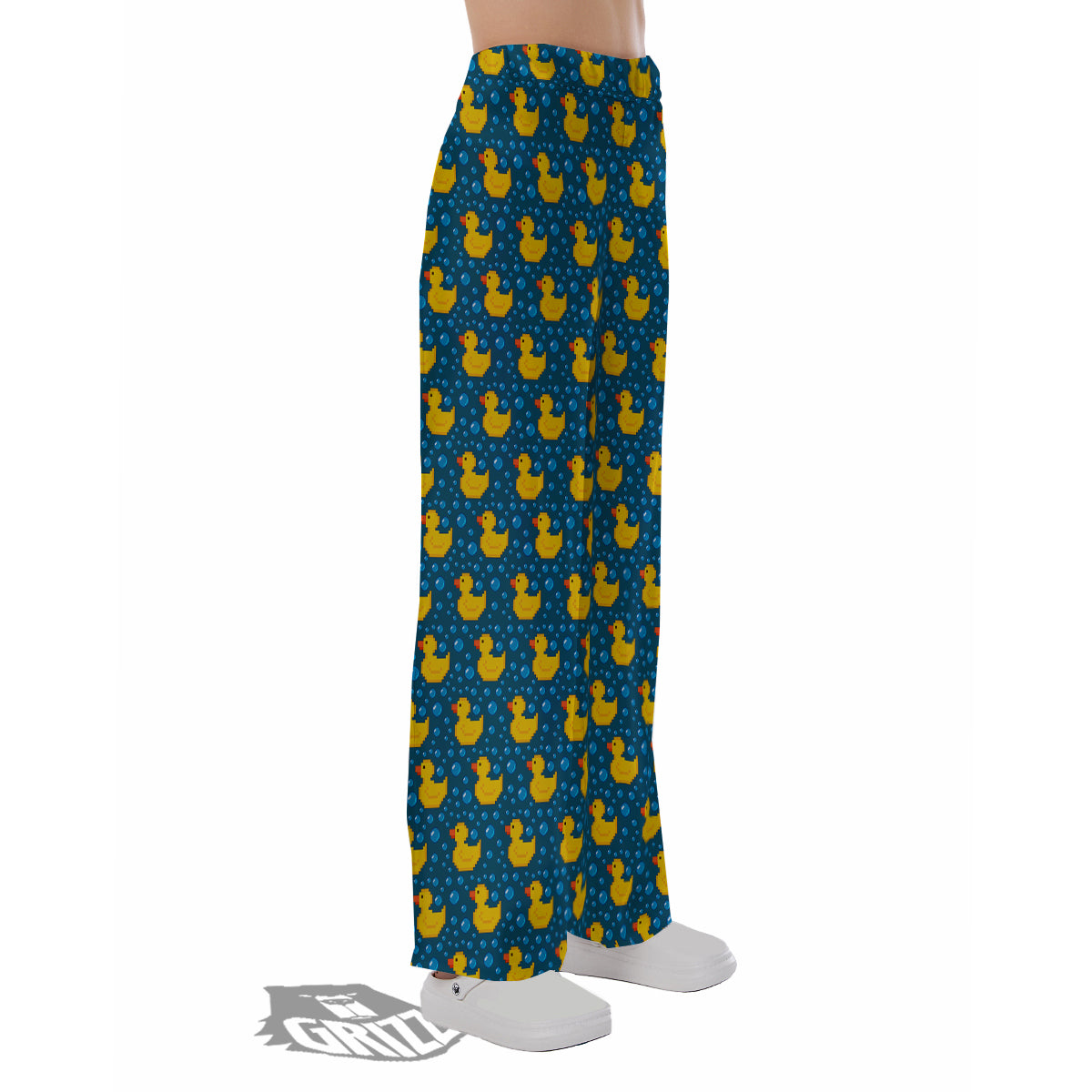 Duck 8-Bit Rubber Print Pattern Pajama Pants-grizzshop