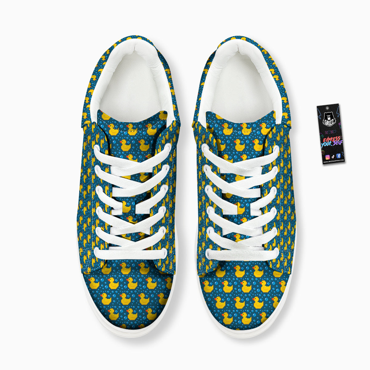 Duck 8-Bit Rubber Print Pattern Platform Shoes-grizzshop
