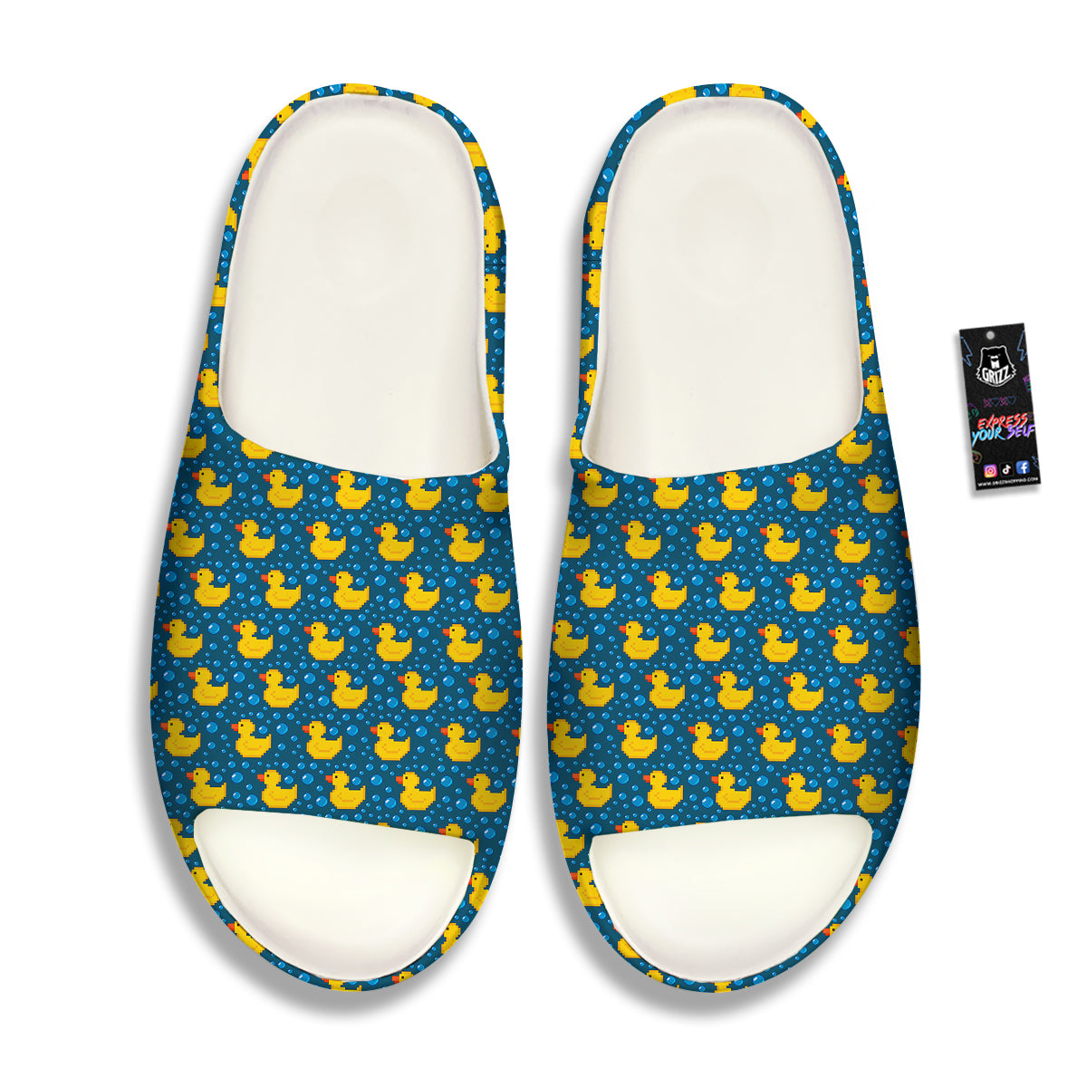 Duck 8-Bit Rubber Print Pattern Sandals-grizzshop