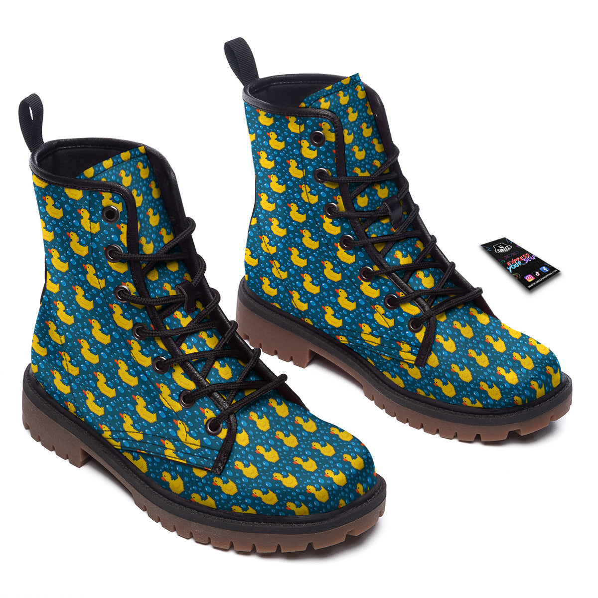 Duck 8-Bit Rubber Print Pattern Work Boots-grizzshop