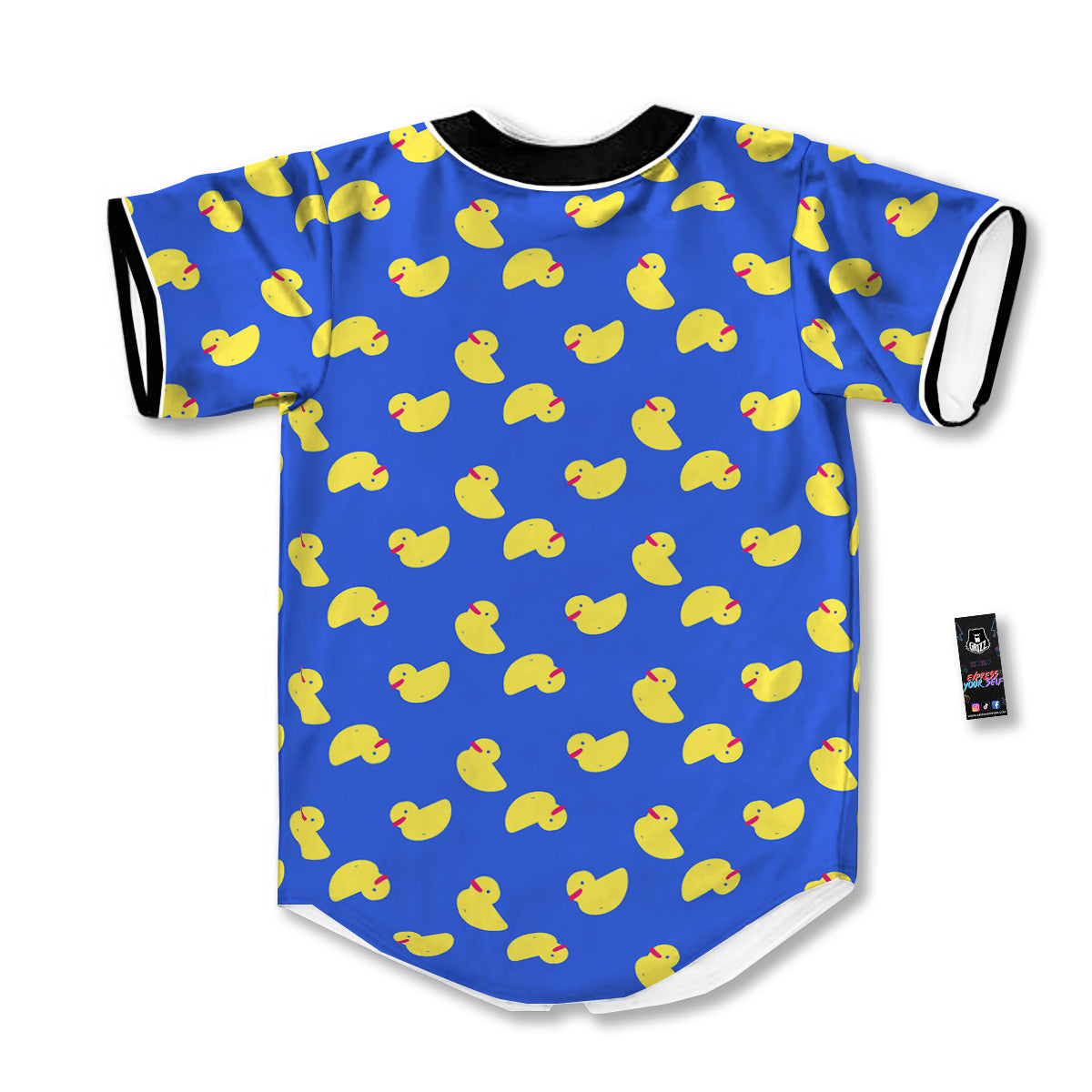 Duck Blue Yellow Print Pattern Baseball Jersey-grizzshop