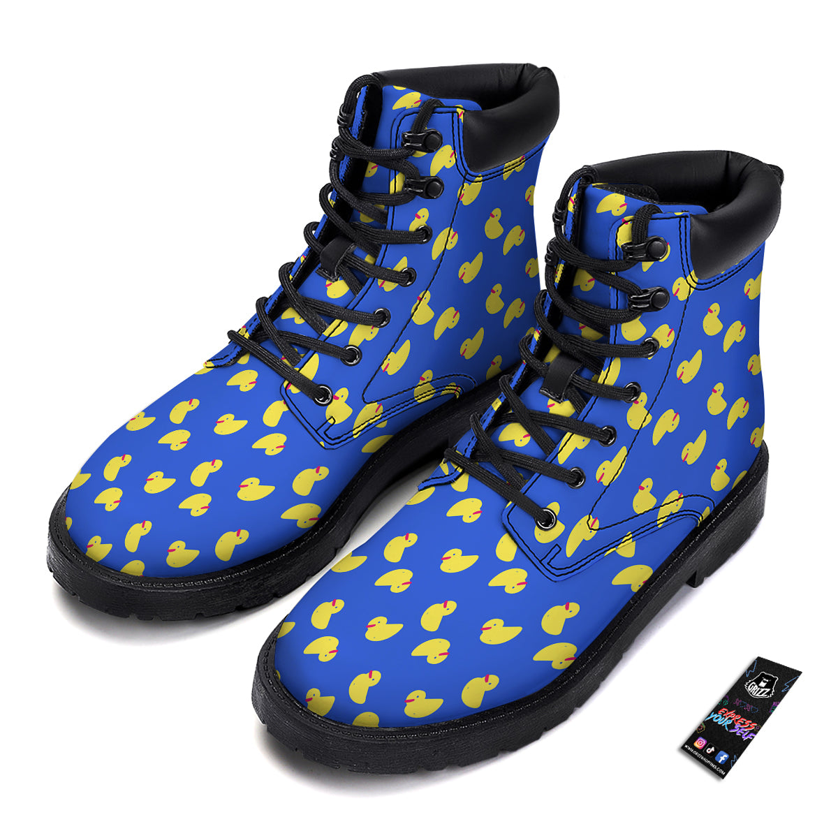 Duck Blue Yellow Print Pattern Boots-grizzshop