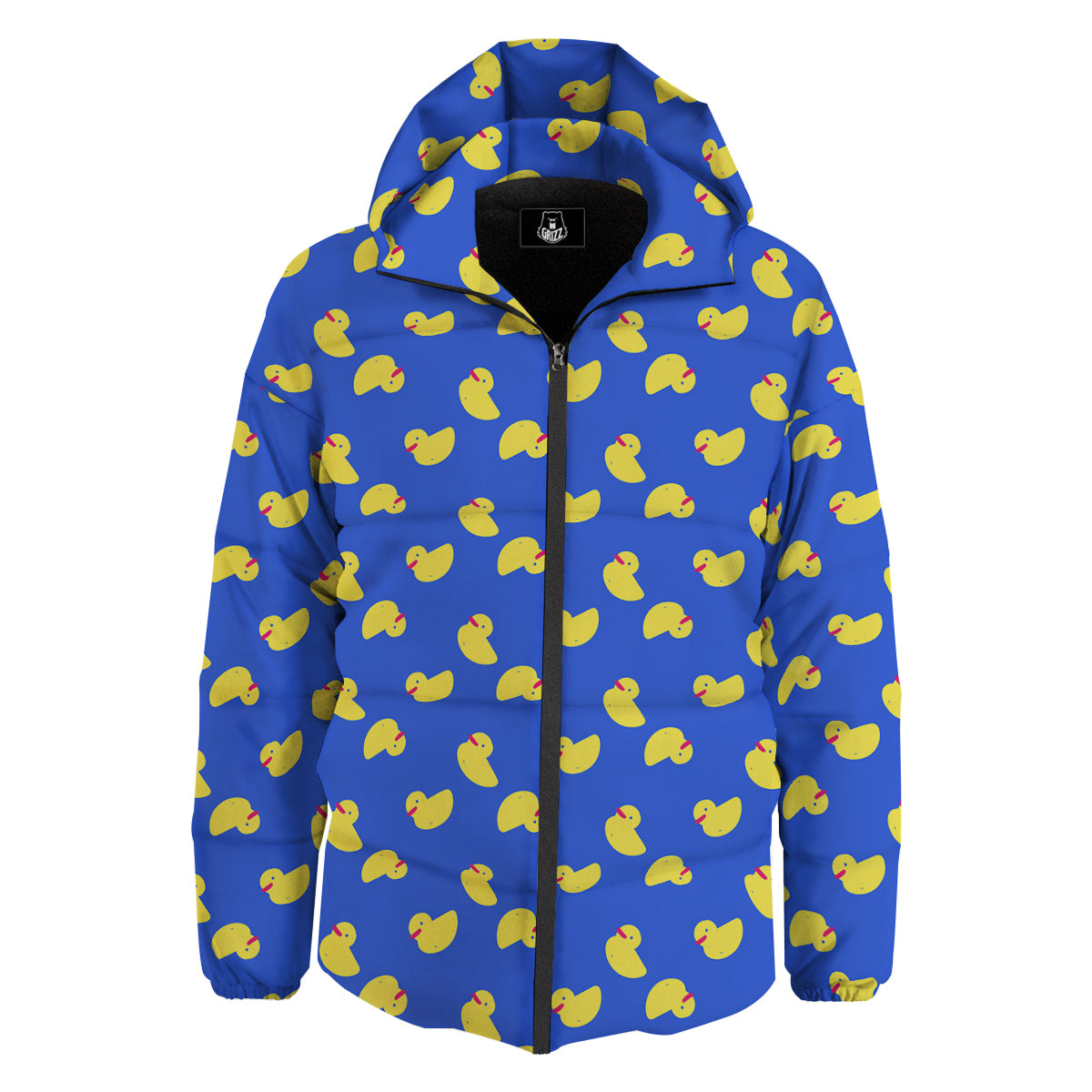 Duck Blue Yellow Print Pattern Down Jacket-grizzshop