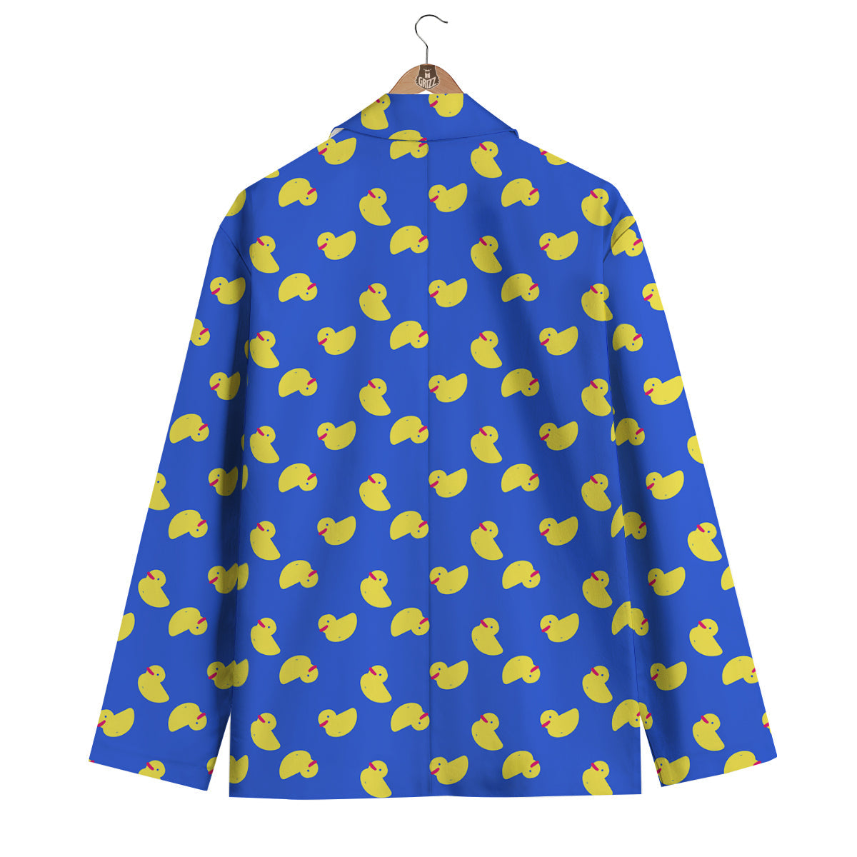 Duck Blue Yellow Print Pattern Men's Blazer-grizzshop