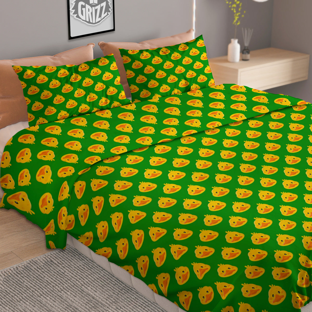 Duck Cute Cartoon Print Pattern Duvet Cover Bedding Set