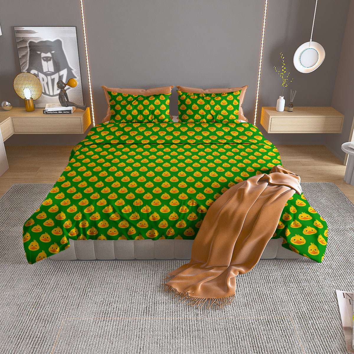 Duck Cute Cartoon Print Pattern Duvet Cover Bedding Set