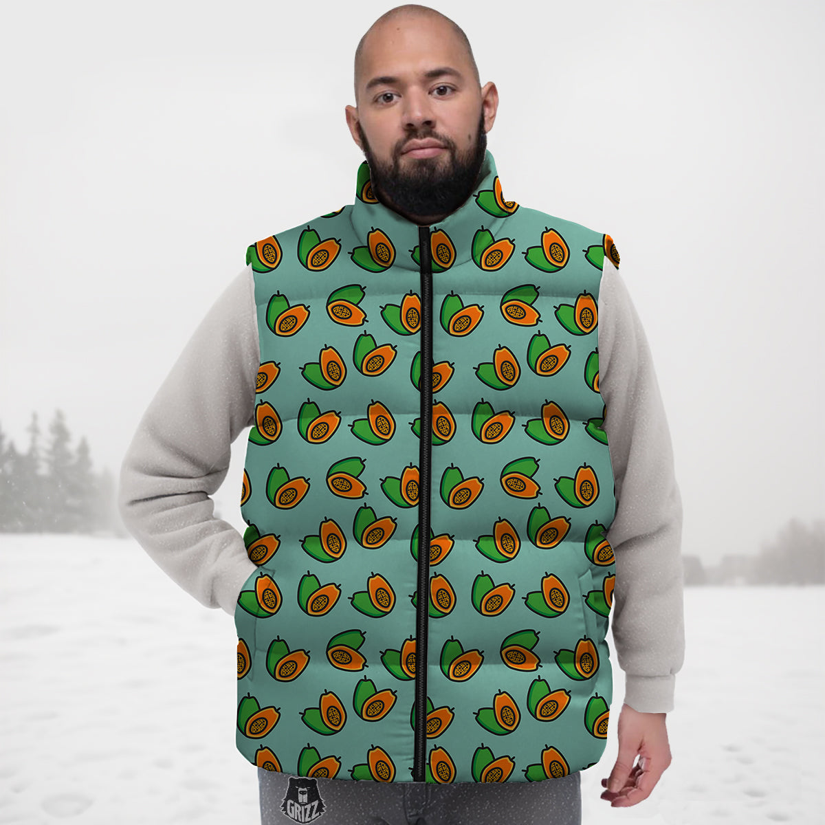 Duck Mallard Pattern Print Down Vest-grizzshop