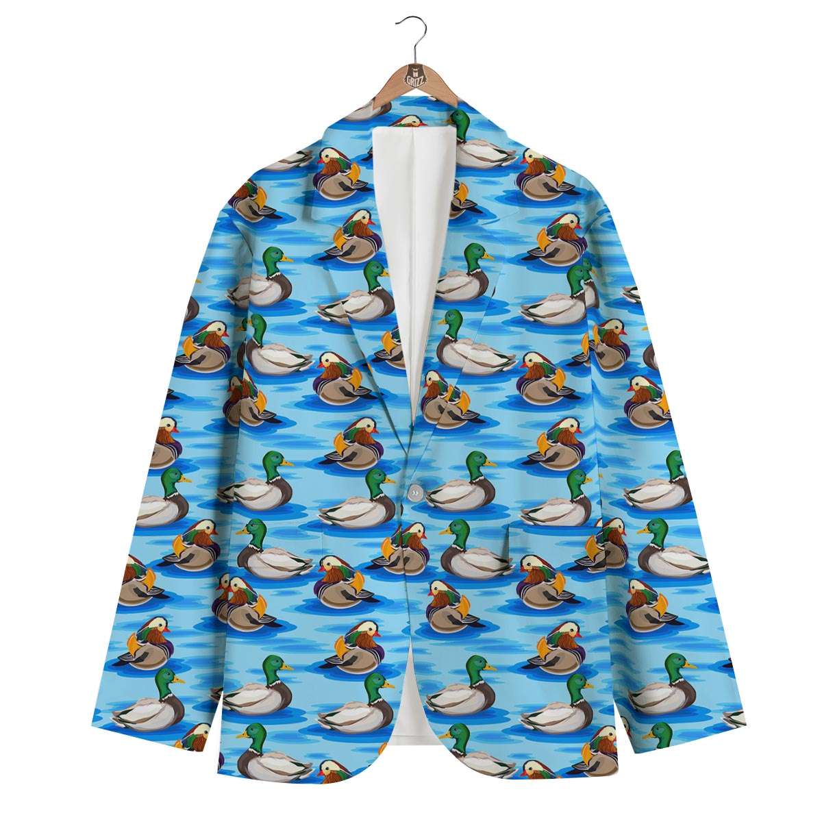 Duck Mallard Pattern Print Men's Blazer-grizzshop