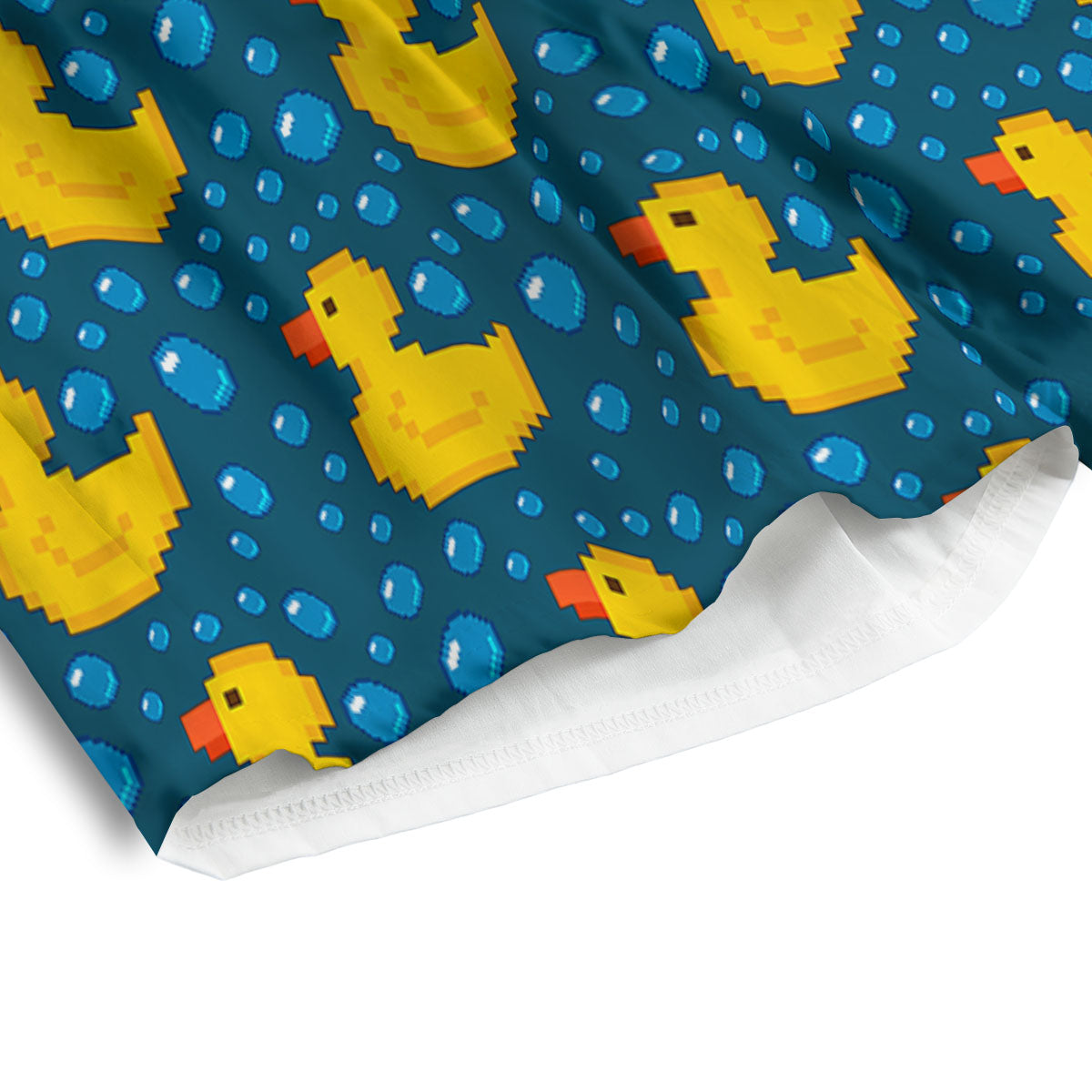 Duck Rubber Pixel Print Pattern Men's Athletic Shorts