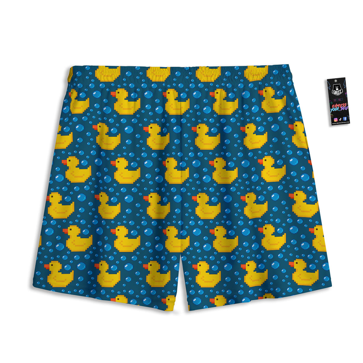 Duck Rubber Pixel Print Pattern Mesh Shorts