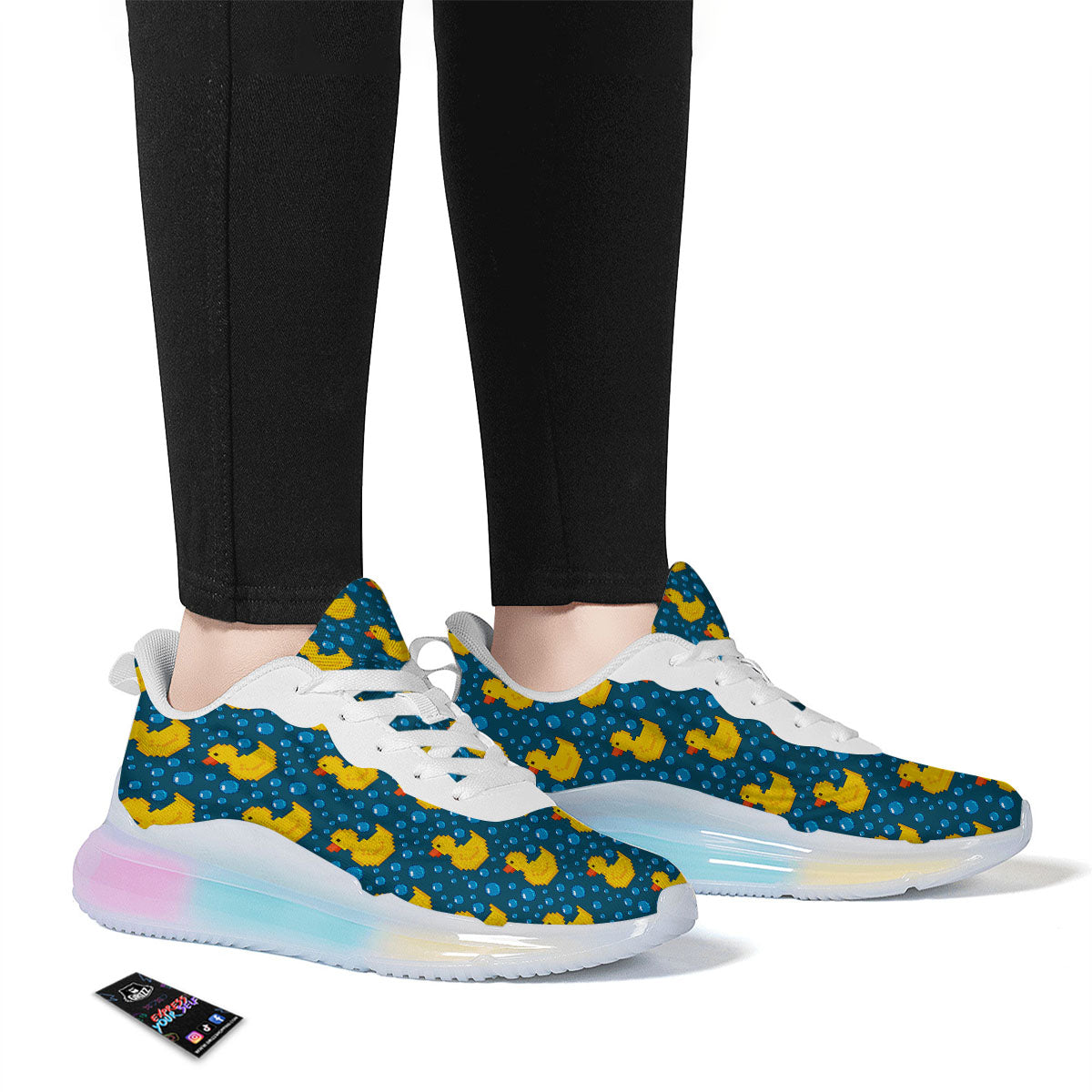 Duck Rubber Pixel Print Pattern Running Sneakers-grizzshop