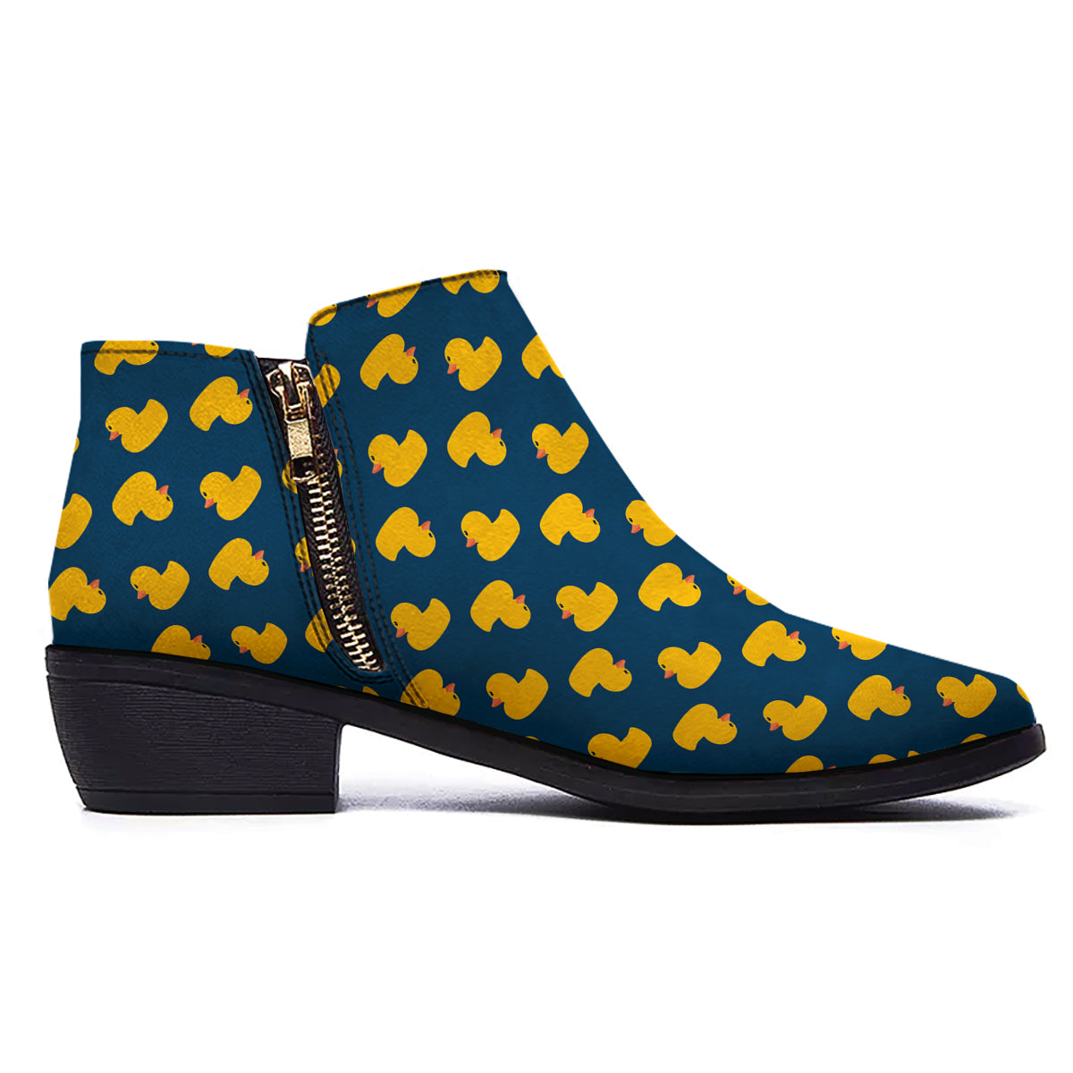 Ducks Rubber Yellow Print Pattern Ankle Boots-grizzshop