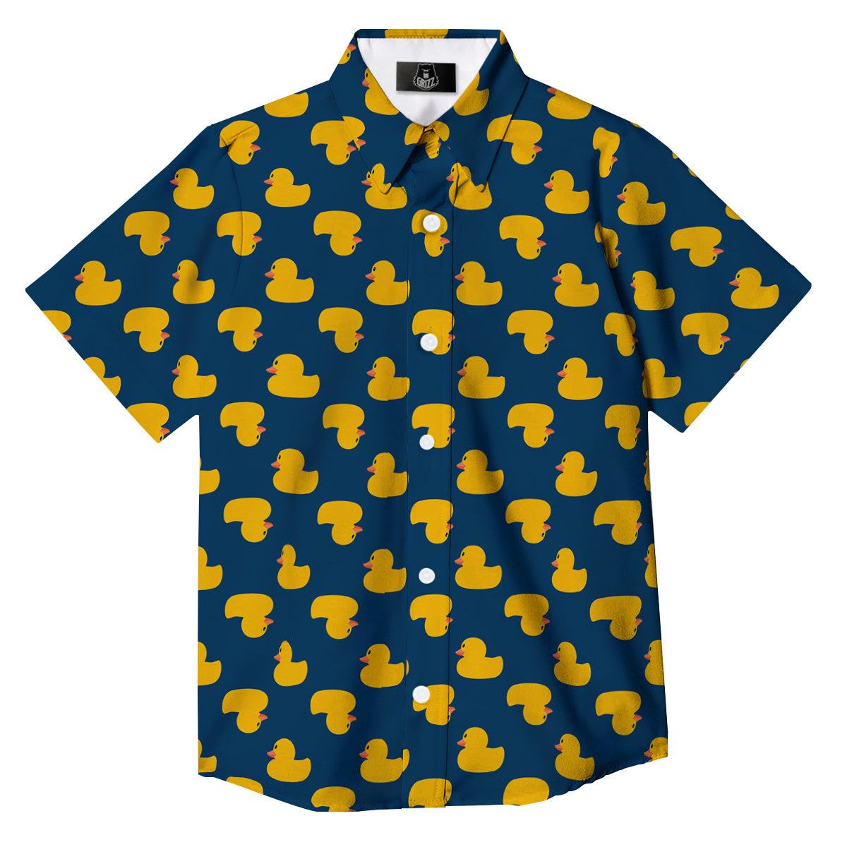 Ducks Rubber Yellow Print Pattern Button Up Shirt-grizzshop