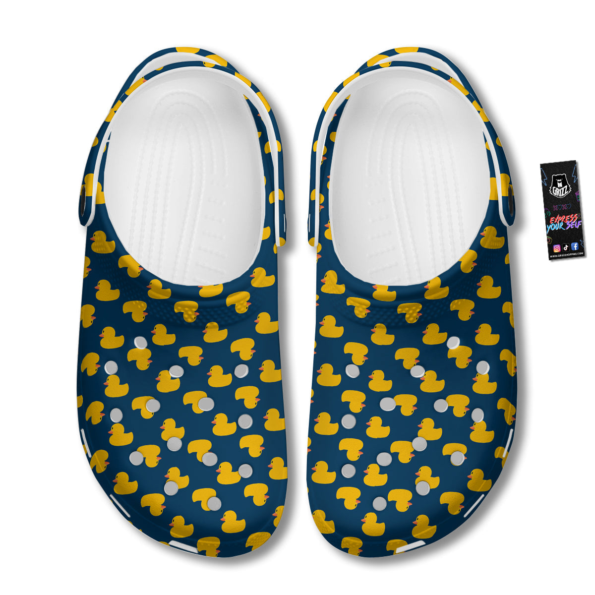 Ducks Rubber Yellow Print Pattern Clog-grizzshop