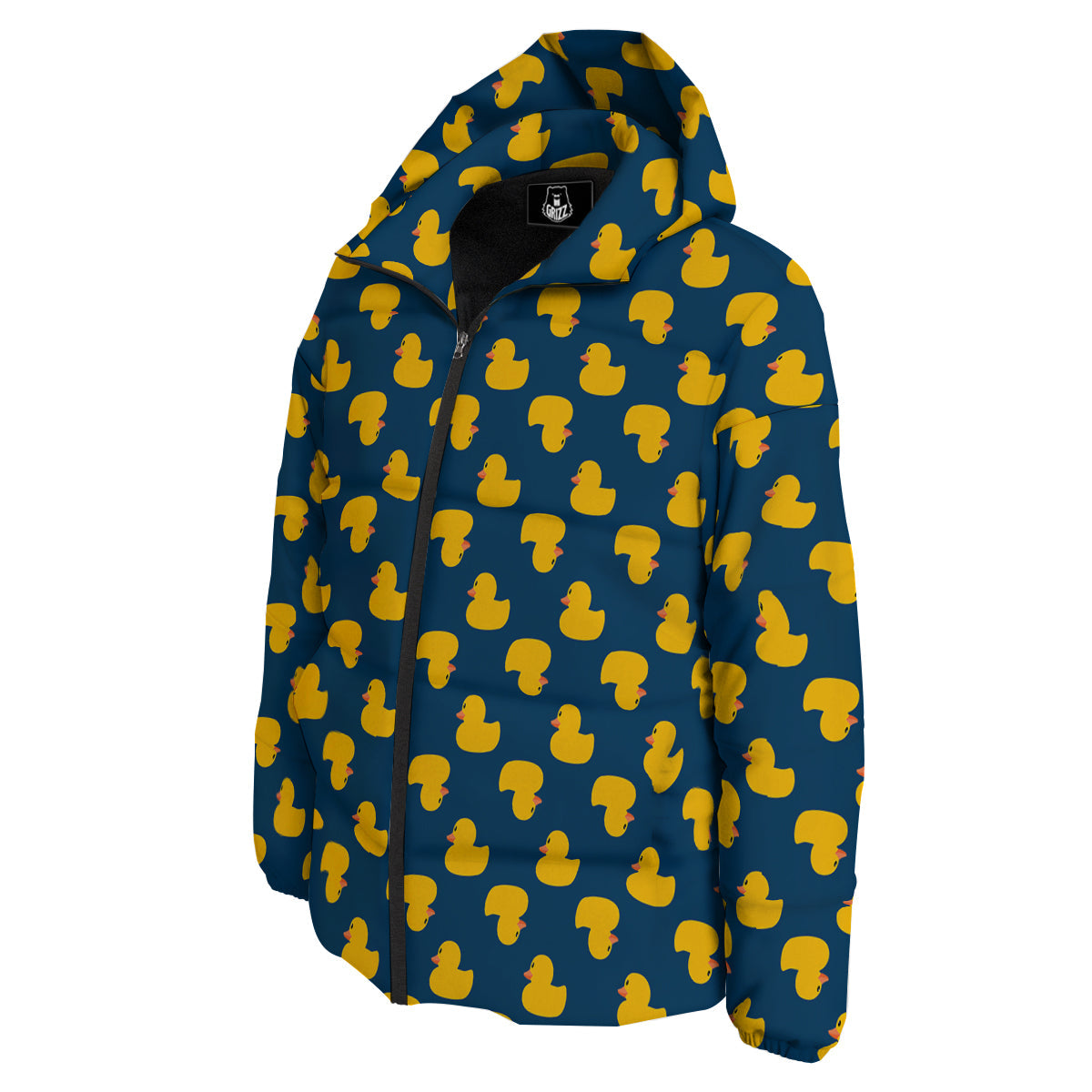 Ducks Rubber Yellow Print Pattern Down Jacket-grizzshop