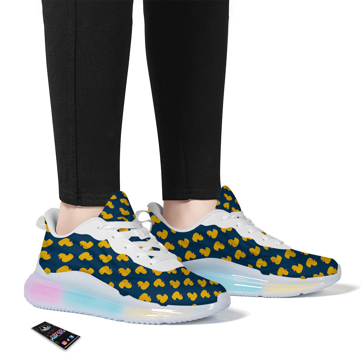 Ducks Rubber Yellow Print Pattern Running Sneakers-grizzshop