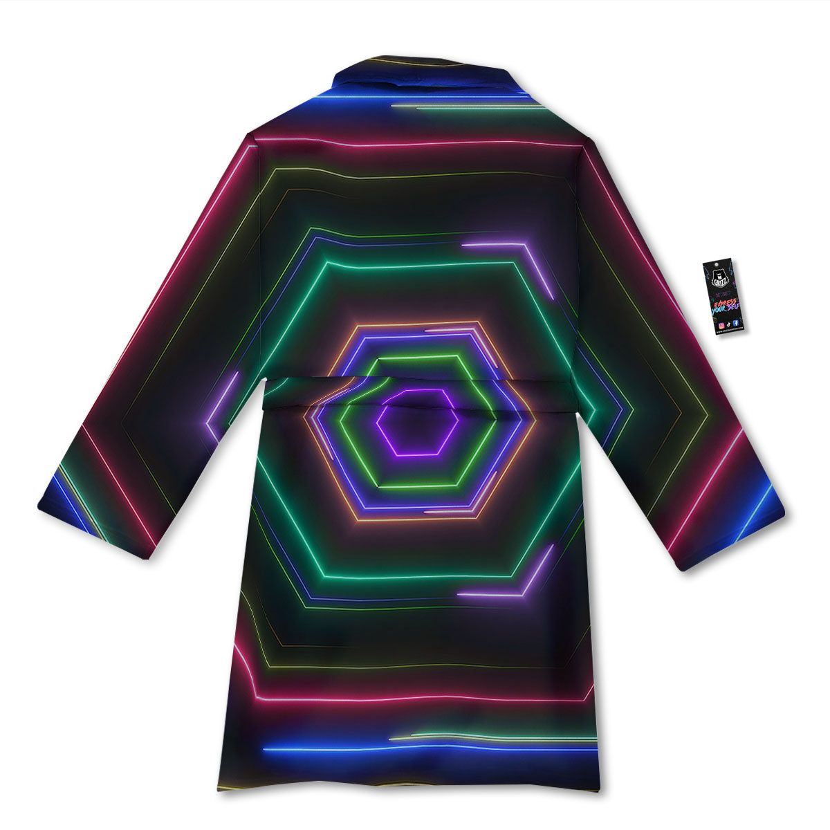 EDM Geometric Green Light Print Bathrobe-grizzshop