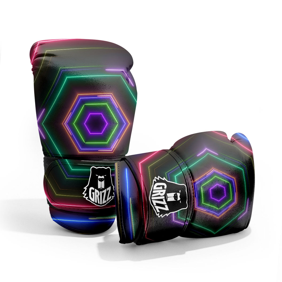 EDM Geometric Green Light Print Pro Boxing Glove