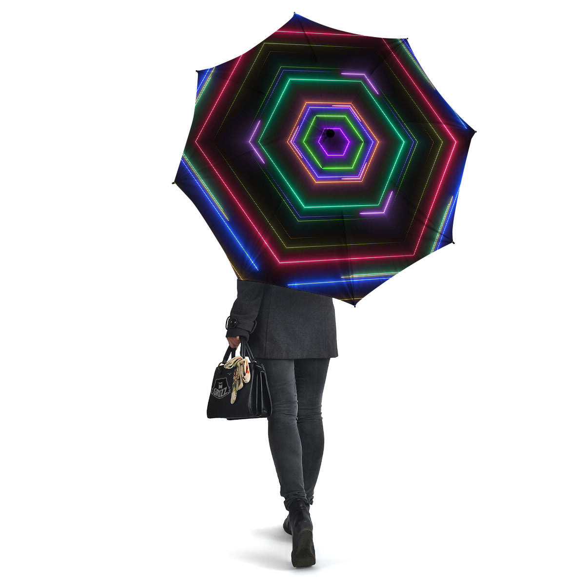 EDM Geometric Green Light Print Umbrella-grizzshop
