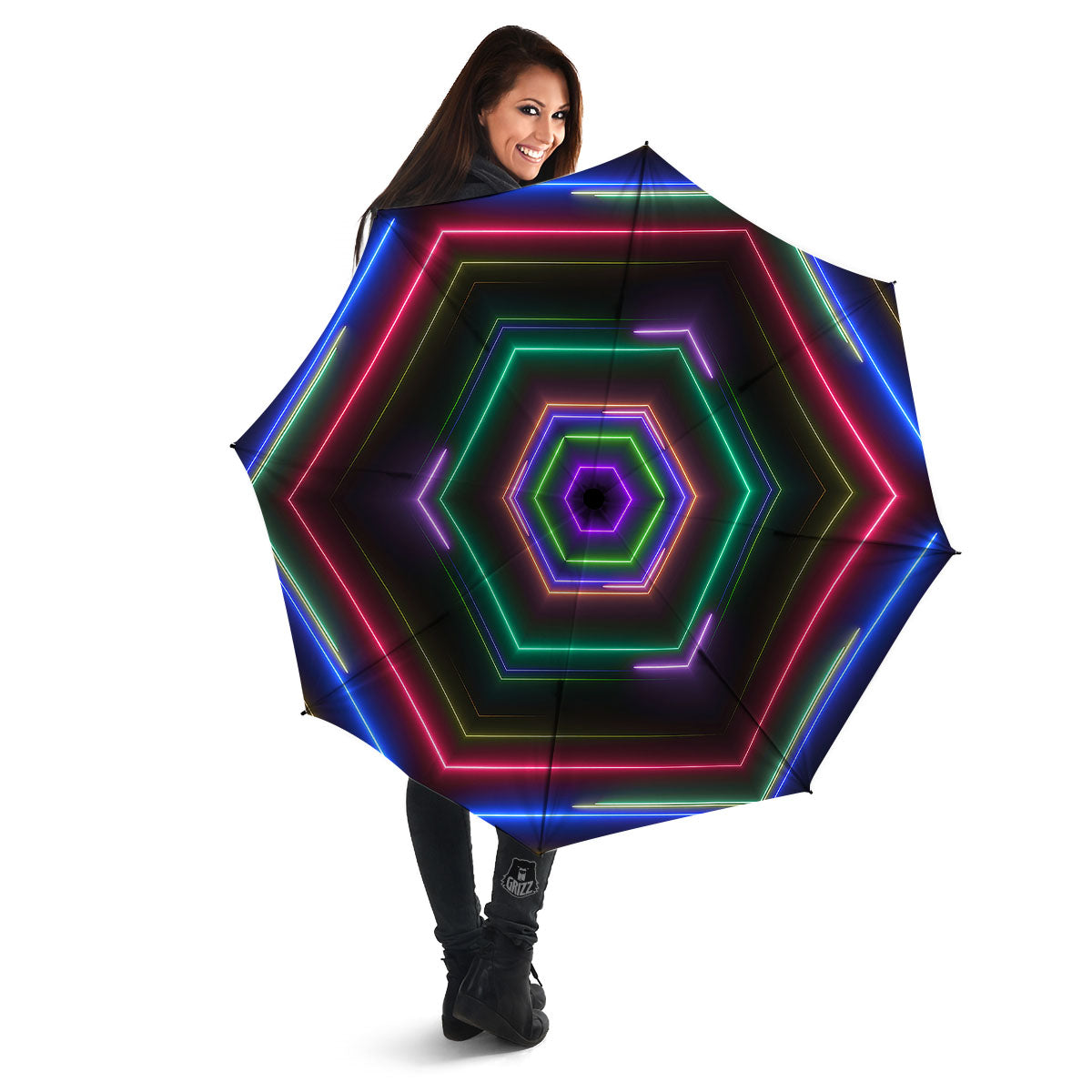 EDM Geometric Green Light Print Umbrella-grizzshop