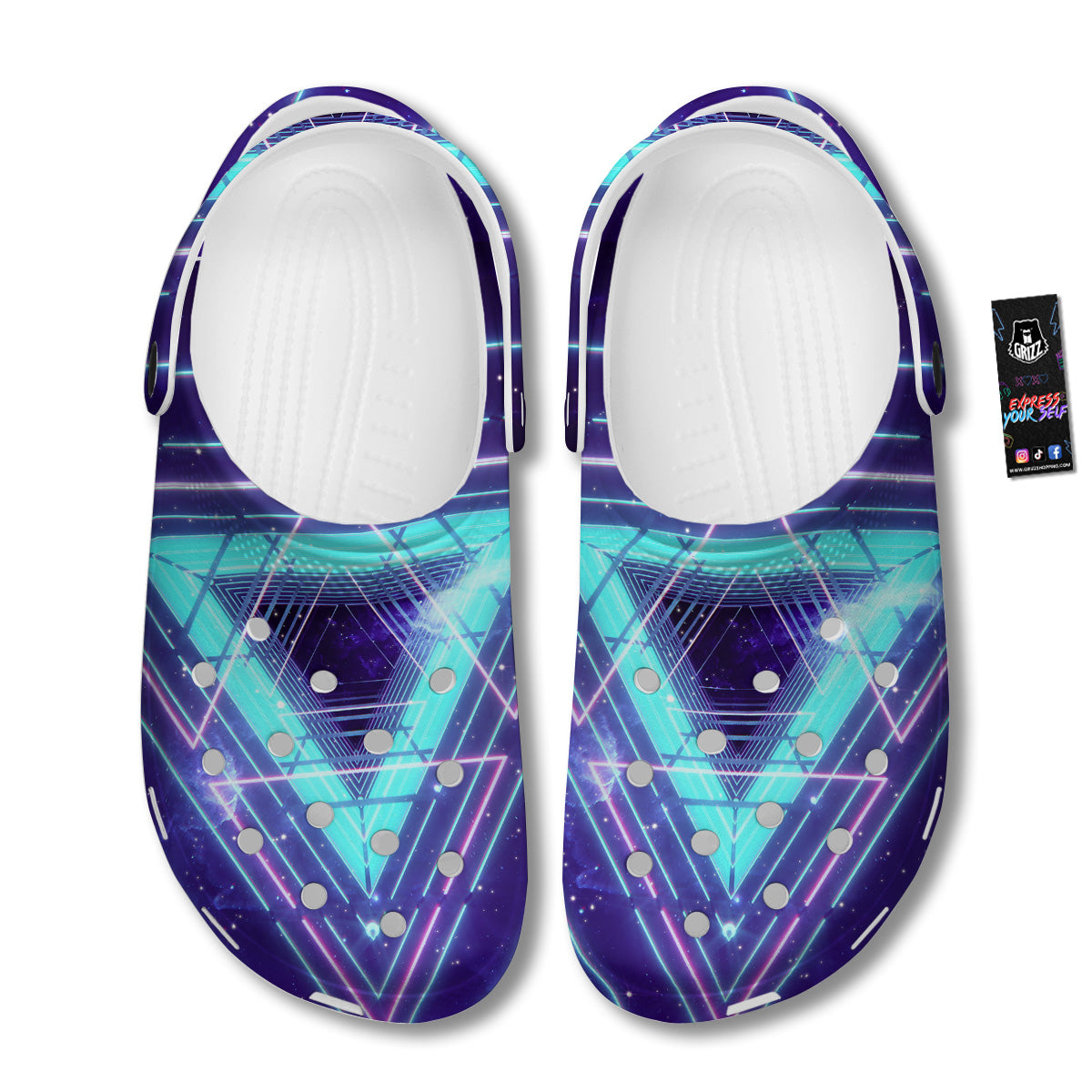 EDM Light Blue Geometric Print Clog-grizzshop