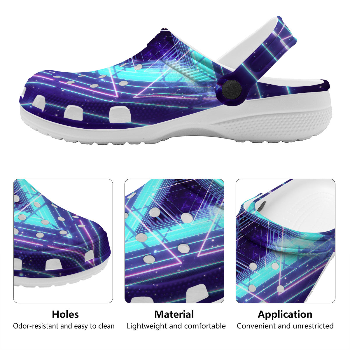 EDM Light Blue Geometric Print Clog-grizzshop