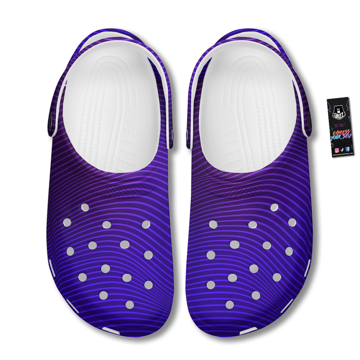 EDM Wave Purple And Blue Print Clog-grizzshop