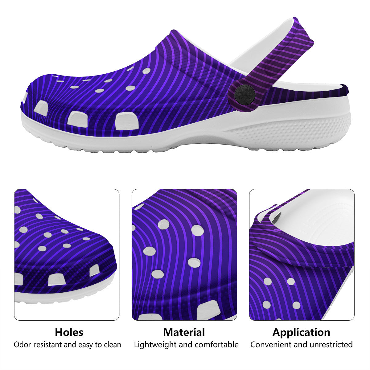 EDM Wave Purple And Blue Print Clog-grizzshop