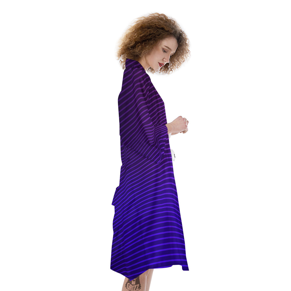 EDM Wave Purple And Blue Print Kimono-grizzshop