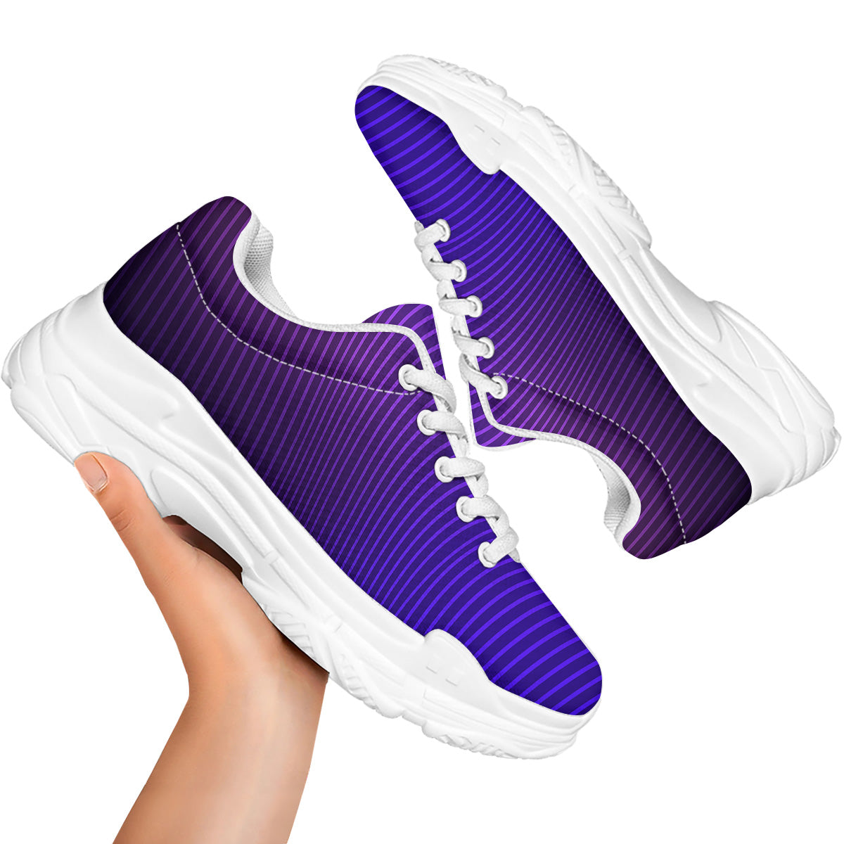 EDM Wave Purple And Blue Print White Chunky Shoes-grizzshop