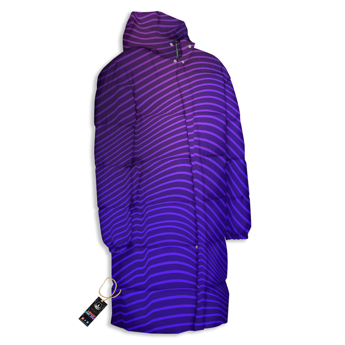 EDM Wave Purple And Blue Print Long Down Jacket