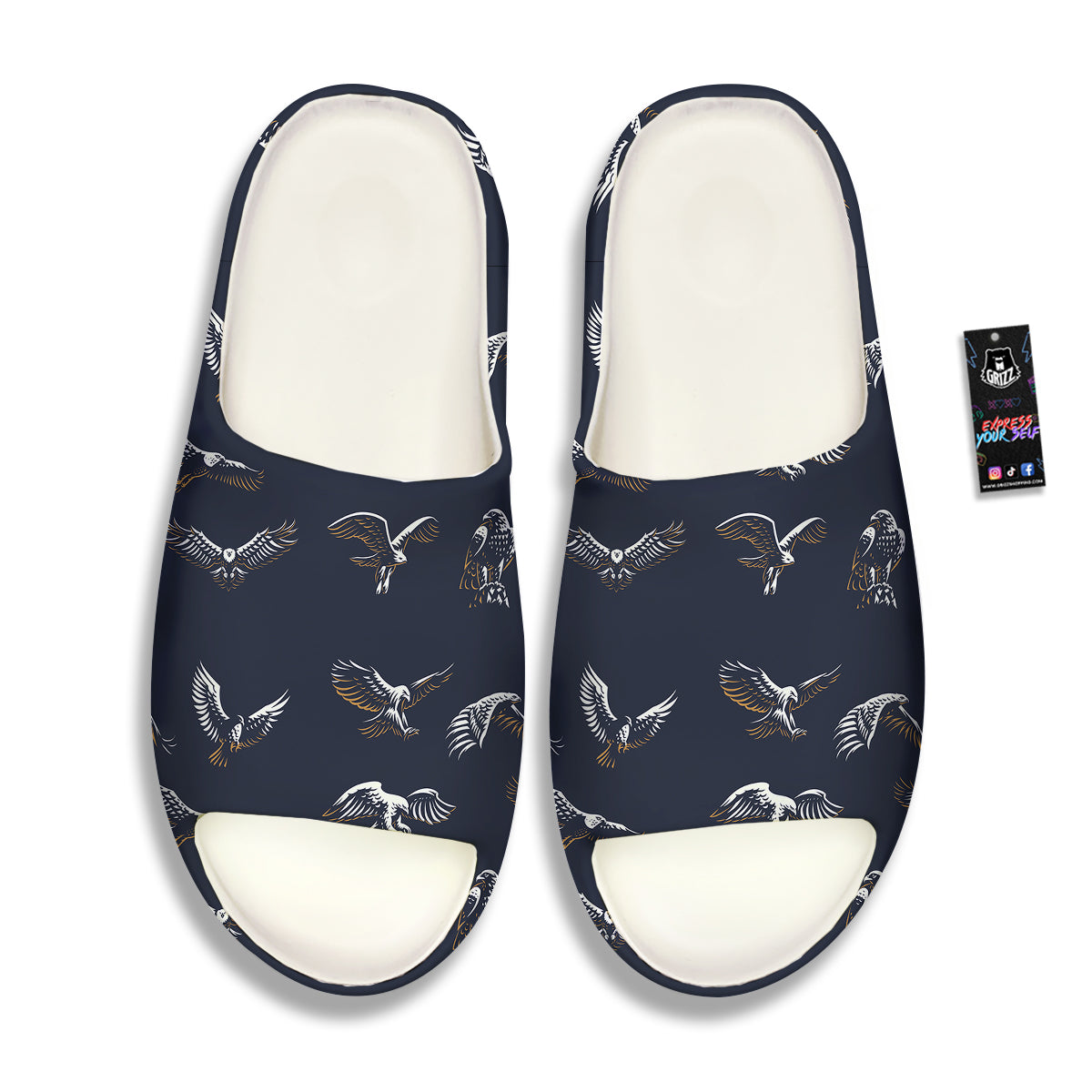 Eagle Brown And White Print Pattern Sandals-grizzshop