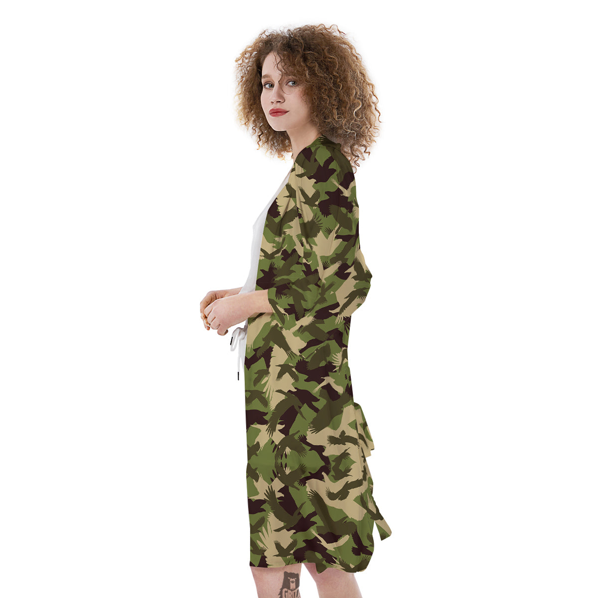 Eagle Camouflage Green Print Pattern Kimono-grizzshop