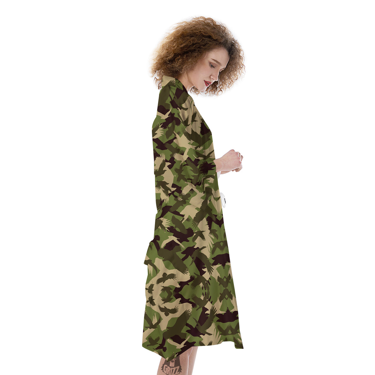 Eagle Camouflage Green Print Pattern Kimono-grizzshop